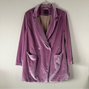 WILDFANG Empower Velvet Double Breasted Blazer Pockets Lined Lilac 3X